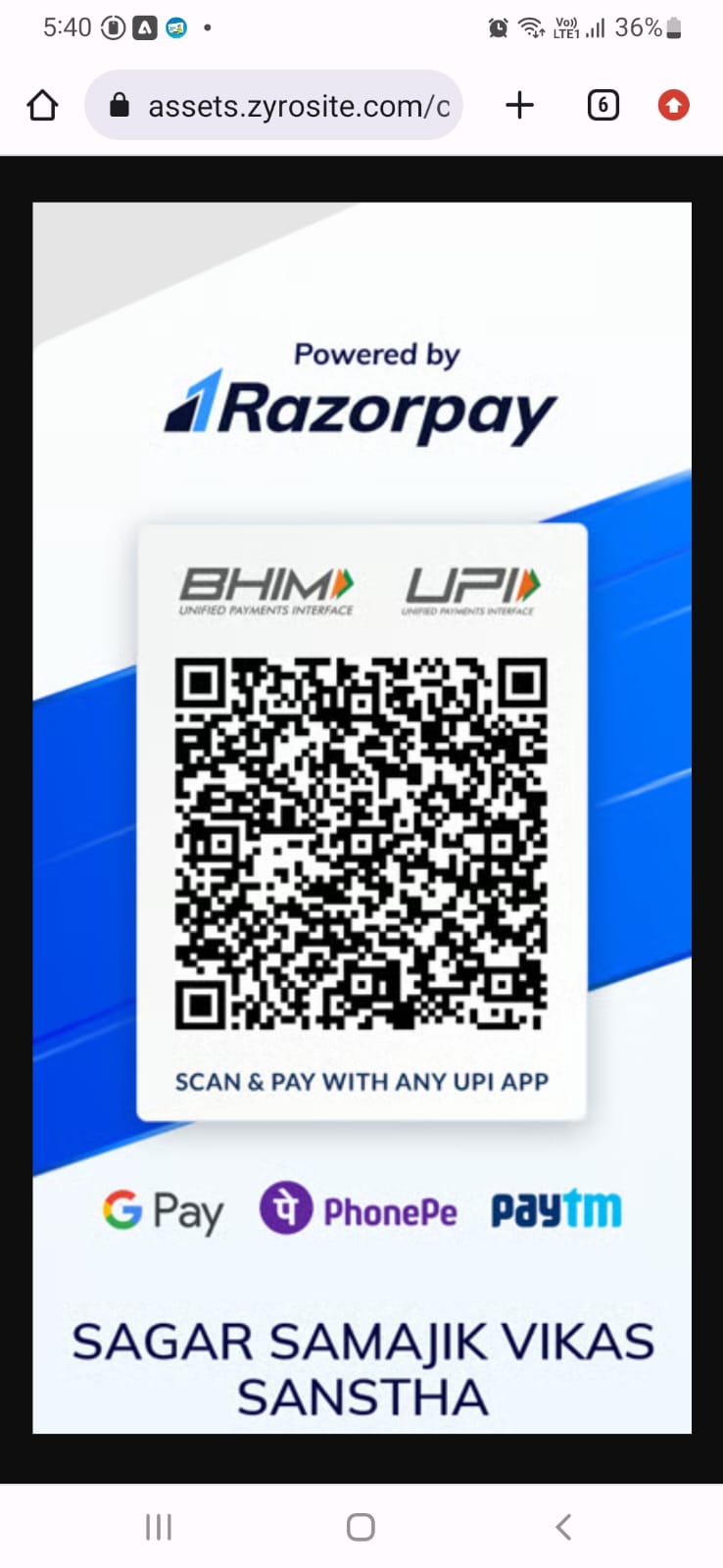 SSVS UPI QR code — scan with PhonePe, GPay, Paytm or BHIM to donate